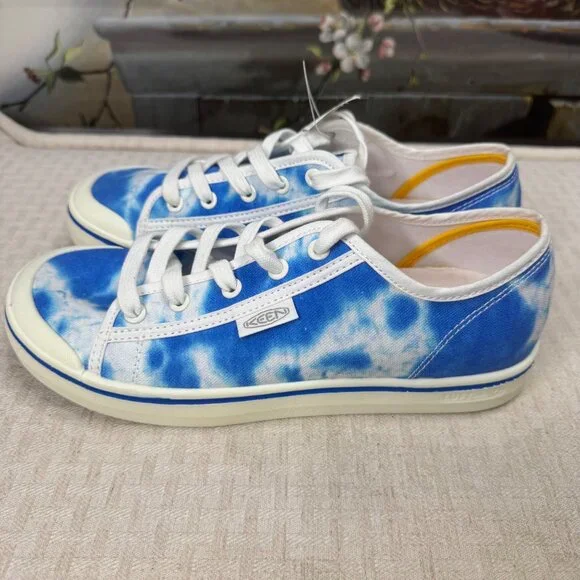 KEEN Womens Size 8.5 Blue & White Elsa Lite Tie-Dye Canvas Tennis Sneakers - Picture 1 of 7